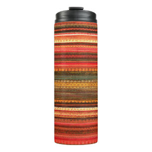 Bouteilles Isothermes Bande de textile à rayures rouge orange et vert