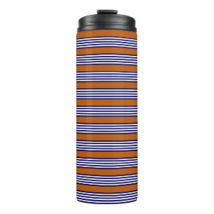 Bouteilles Isothermes Bandes bleu marine et blanc avec orange brûlé