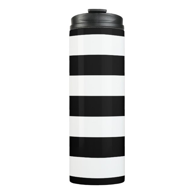 Bouteilles Isothermes Bandes noires et blanches, Motif rayé, Lignes (Devant)