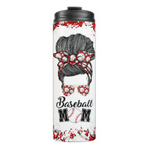 Baseball Maman Messy Bun Red Travel Tumbler