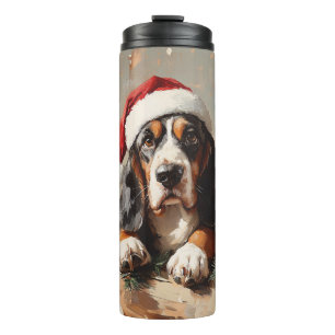 Bouteilles Isothermes Basset Hound dans une peinture à l'huile de chapea