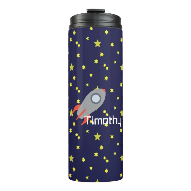 Bouteilles Isothermes Bateau à fusée rétro dans l'espace (Devant)