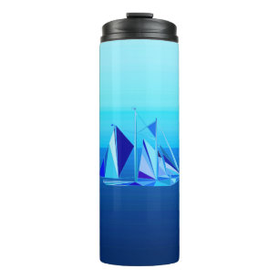 Bouteilles Isothermes Bateau à voile géométrique moderne / Yacht, bleu C
