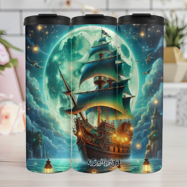 Bouteilles Isothermes Bateau pirate sous une lune géante (Créateur téléchargé)