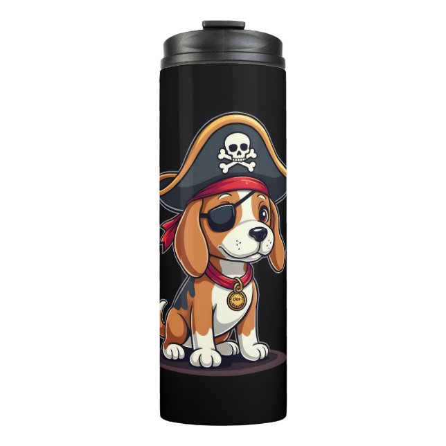 Bouteilles Isothermes Beagle Costume de pirate Jolly roger Drapeau Croix (Devant)