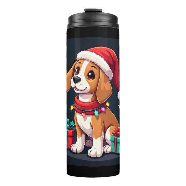 Bouteilles Isothermes Beagle Xmas Éclairage Père Noël Beagle Chien Noël  (Devant)