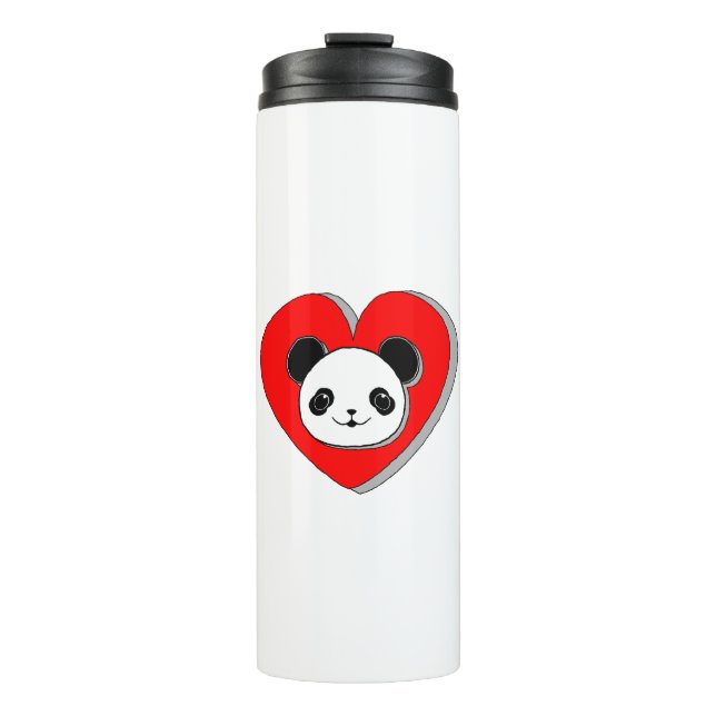Bouteilles Isothermes Bear Panda Et Dessin De Coeur Rouge (Devant)