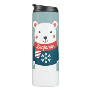 Bouteilles Isothermes Beary Christmas avec dessin animé ours blanc polai