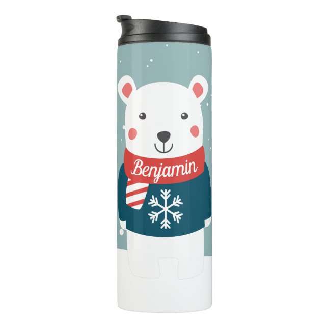 Bouteilles Isothermes Beary Christmas avec dessin animé ours blanc polai (Tourné sur la droite)