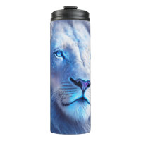Beau Lion blanc mystique aux yeux bleus