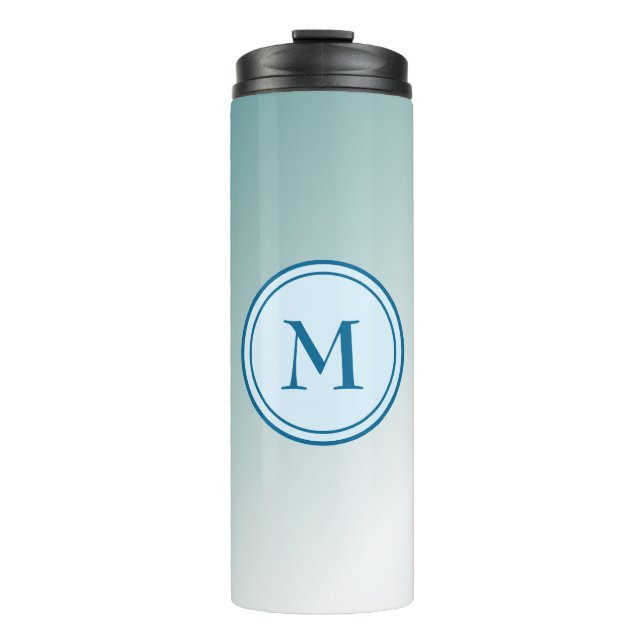 Bouteilles Isothermes Beau Monogramme Ombre Bleu (Devant)