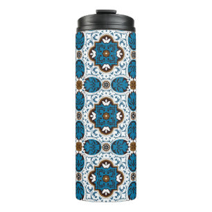 Bouteilles Isothermes 💙 🤎 Beaux azulejos turquoise et marron, V
