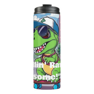 Bouteilles Isothermes Bébé cool T-Rex sur skateboard - Fun Kids Water Bo