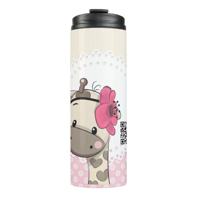 Bouteilles Isothermes Bébé personnalisé Pilier de Giraffe Rose (Devant)