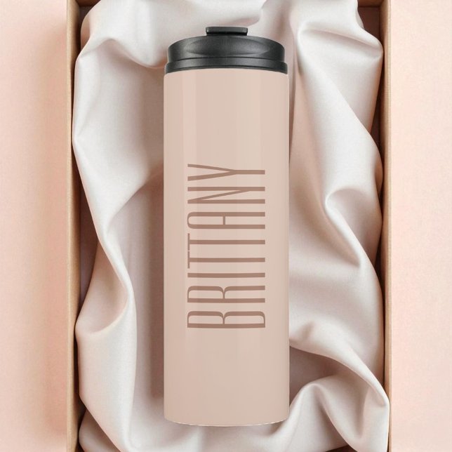 Bouteilles Isothermes Beige Simple Demoiselle d'Honneur Nom Personnalisé (Beige Simple Bridesmaid Custom Name Minimalist Thermal Tumbler)