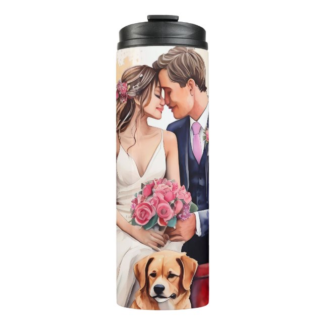 Bouteilles Isothermes Belle aquarelle couple mariage (Devant)