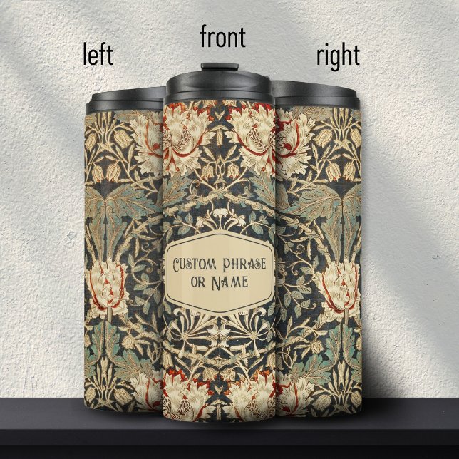 Bouteilles Isothermes Belle Crème Art Nouveau Floral Damask Nom (Créateur téléchargé)