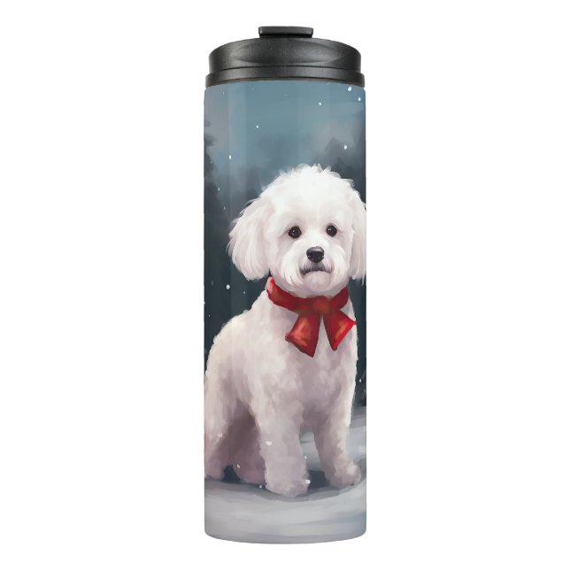 Bouteilles Isothermes Bichon Frise Dog à Noël de neige (Devant)
