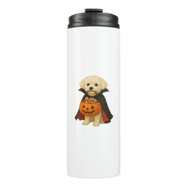 Bouteilles Isothermes Bichon Frisé Halloween Vampire Pup avec Citrouille (Devant)
