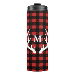 Bouteilles Isothermes Bison blanc Antlers Chèque Plaid & Initial