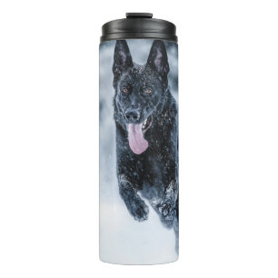 Bouteilles Isothermes Black German Shepherd in snow Duvet Cover