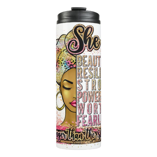 Bouteilles Isothermes Black Queen Melanin Femme Peau Brown Sista Magie (Devant)
