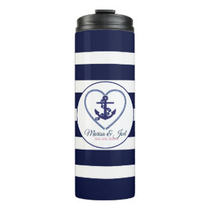 Bouteilles Isothermes Blancs Et Bleus Et Ancres