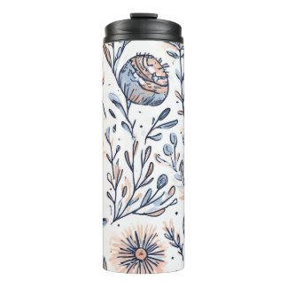Bouteilles Isothermes Bleu Élégant Aesthétique Floral Thermal Tumbler