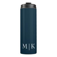 Bleu et blanc foncé de la marine | Monogramme mode