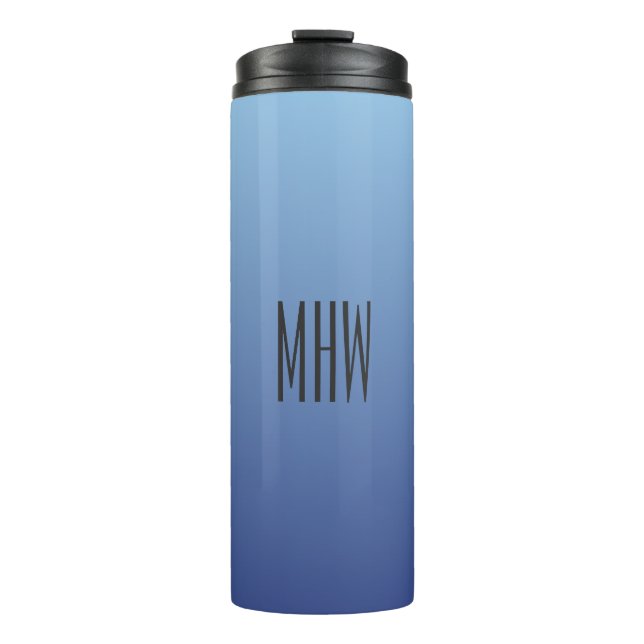 Bouteilles Isothermes Bleu Gradier personnalisé monogramme tumbler (Devant)