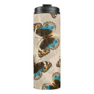 Bouteilles Isothermes Bleu motif papillon Pansy sur blanc