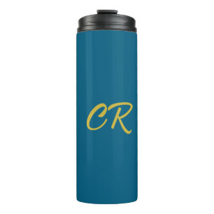 Bouteilles Isothermes Bleu & Or Monogramme Minimaliste Moderne