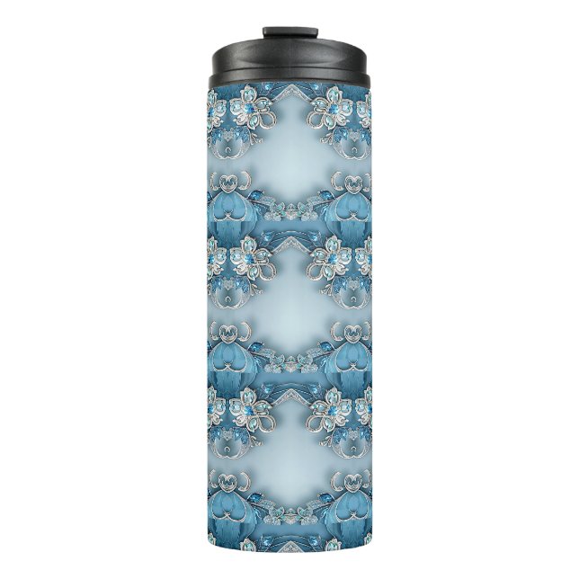 Bouteilles Isothermes Bleu Ornat Floral Thermal Tumbler (Devant)