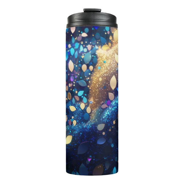 Bouteilles Isothermes Bleu Parties scintillant d'amande Tumbler thermiqu (Devant)