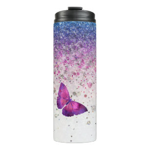 Bouteilles Isothermes *~* Bleu Violet Parties scintillant Papillon Girly
