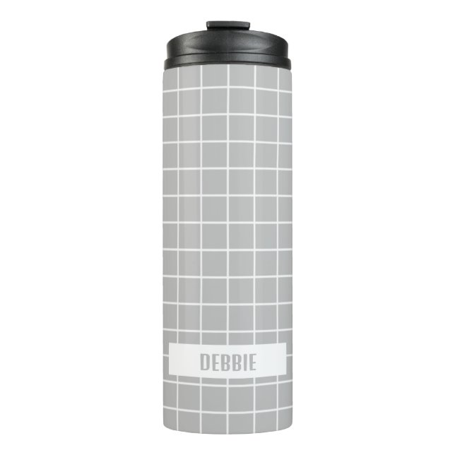Bouteilles Isothermes Blocs de carreaux gris et blanc personnalisés (Devant)