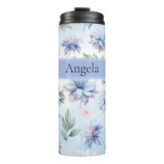 Bouteilles Isothermes Blue Flowers and Pink Butterflies