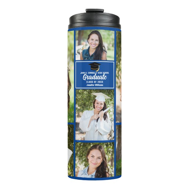 Bouteilles Isothermes Blue Graduate Photo Collage Graduation Cadeau (Devant)