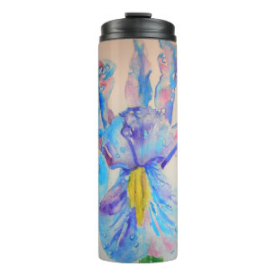 Bouteilles Isothermes Blue Iris Art floral Aquarelle Design