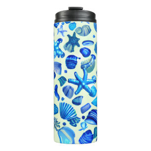 Bouteilles Isothermes Blue Sea Shells Ocean Motif