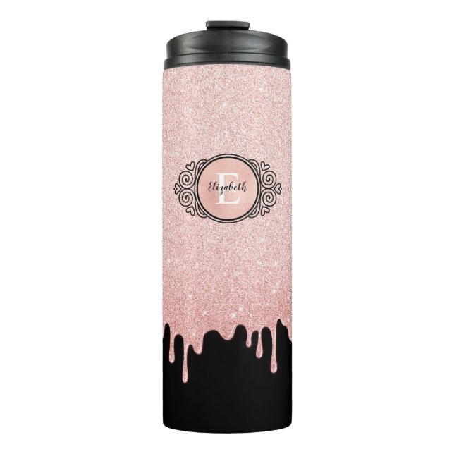 Bouteilles Isothermes Blush rose pailletescascade Monogramme Nom (Devant)