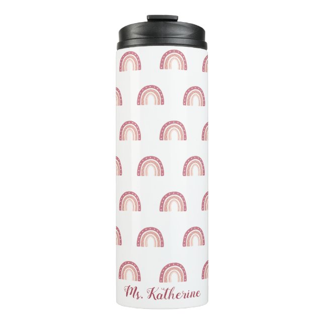 Bouteilles Isothermes Boho arc-en-ciel personnalisé Pastel rose (Devant)