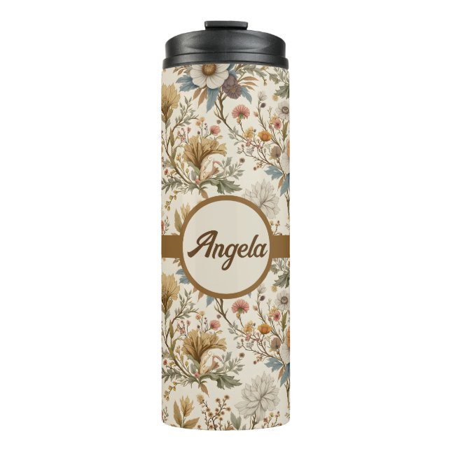 Bouteilles Isothermes Boho Floral en beige (Devant)