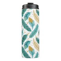 Boho Turquoise et or plumes