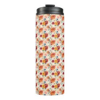 Bouteilles Isothermes Boho vintages roses et plumes motif floral