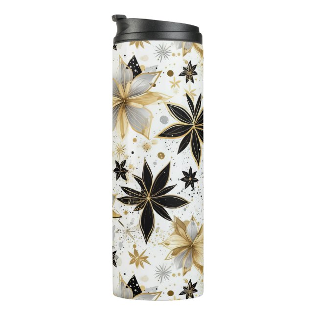 Bouteilles Isothermes Bold Black and Gold Abstract Floral (Tourné sur la droite)