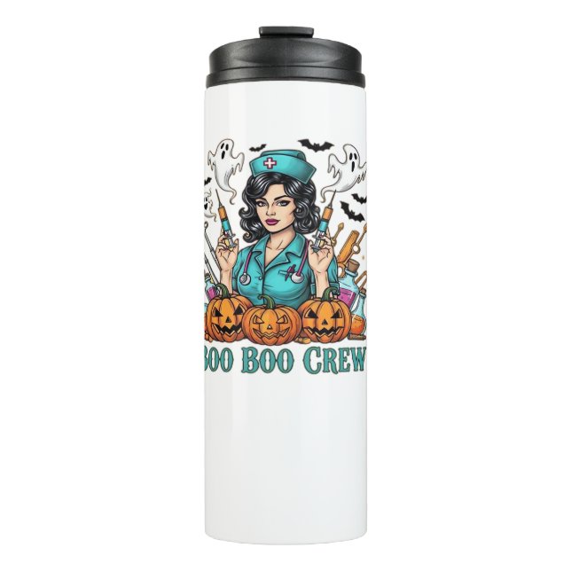 Bouteilles Isothermes Boo Boo Crew Infirmière d'Halloween avec seringues (Devant)