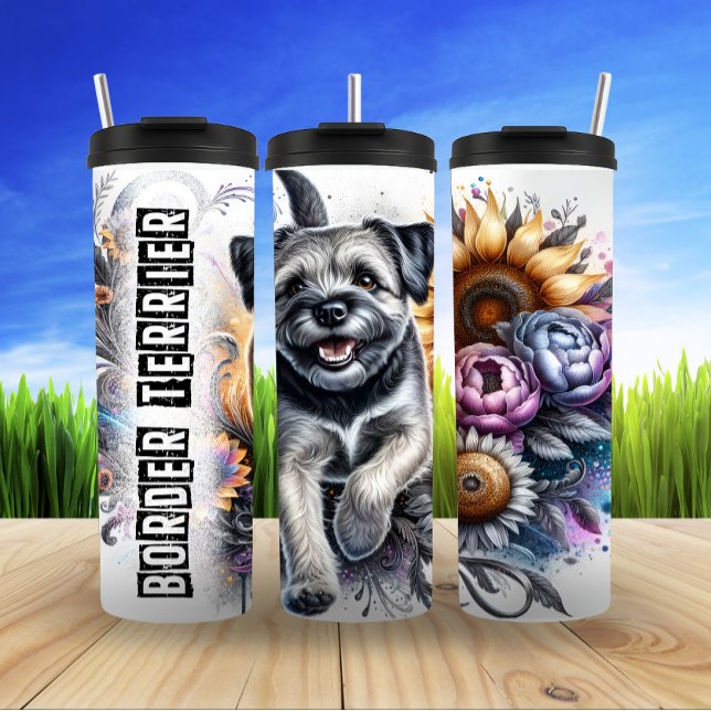 Bouteilles Isothermes Bordure Le Joyeux Voyage Floral de Terrier (Créateur téléchargé)