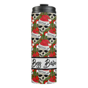 Bouteilles Isothermes Boss Babe Festive AF Skeleton à Santa Hat Motif