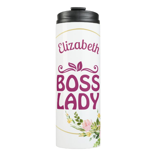 Bouteilles Isothermes Boss Lady Cool Floral Texte rose (Devant)